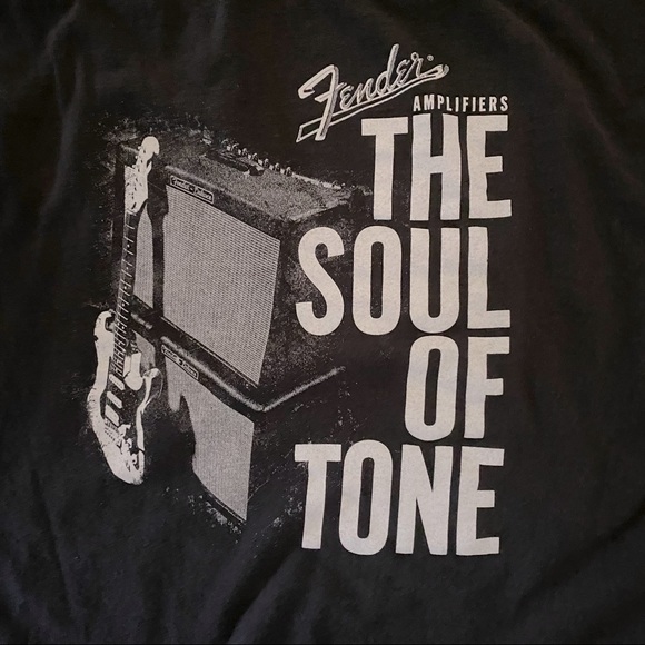 Fender Amplifiers Black Short Sleeve T-Shirt XXL 2XL The Soul of Tone Amp Amps - Picture 2 of 3